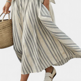 Eva Elegantní Komplet Oversize Halenka-Sukně Lněný