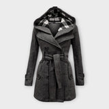 Evelyn | Elegantní kabát s kapucí a páskem