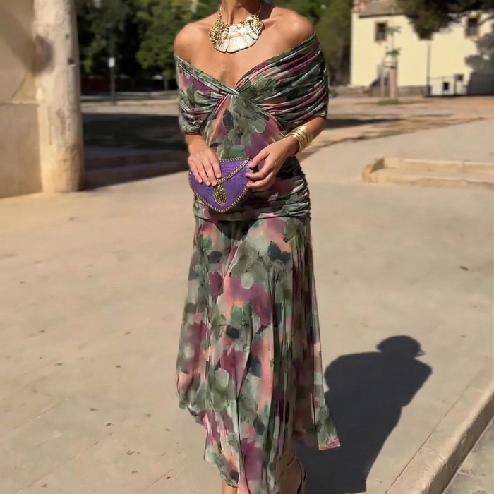 Luisa | Elegantní dlouhé šaty s výstřihem do V, které zvýrazňují siluetu