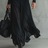 Mădălina | Maxi volná tulle šaty v černé barvě