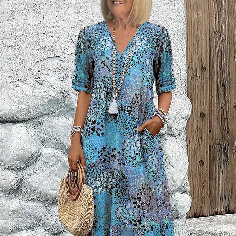 Sofía | Elegantní Midi Květinové Šaty s Pokrytím pro Břicho