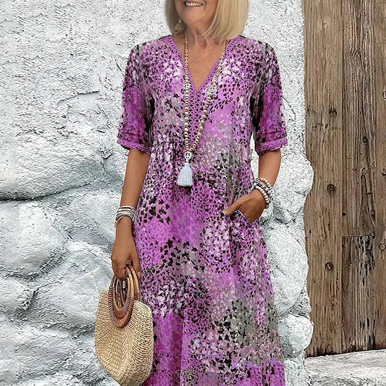 Sofía | Elegantní Midi Květinové Šaty s Pokrytím pro Břicho