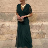 Luisa | Elegantní dlouhé šaty s výstřihem do V, které zvýrazňují siluetu